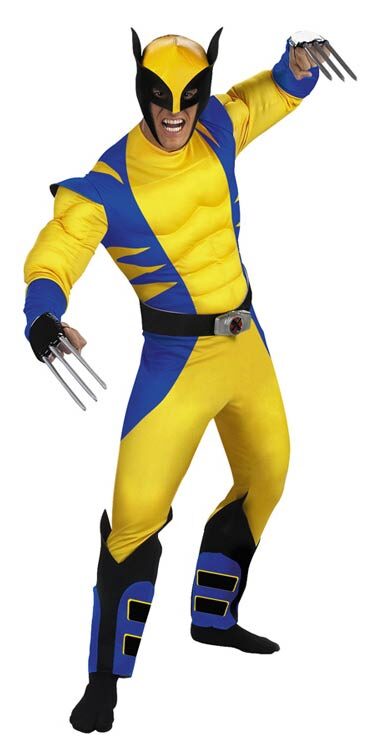 LICENSED DELUXE MUSCLE CHEST ADULT WOLVERINE X-MEN SUPERHERO HALLOWEEN COSTUME