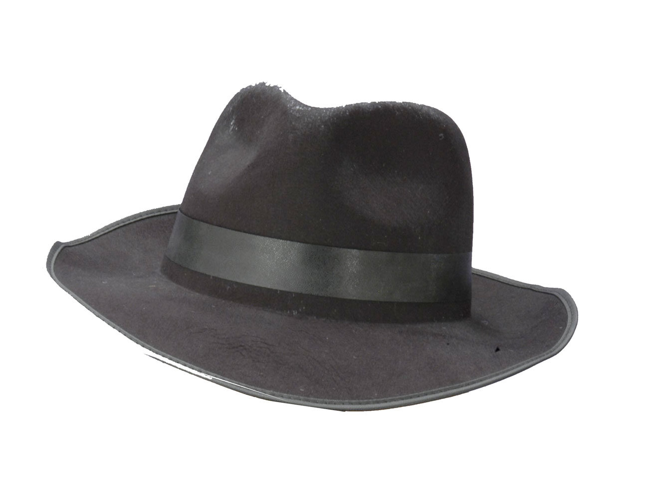 Adult Black Flocked Gangster Hat - Mr. Costumes.