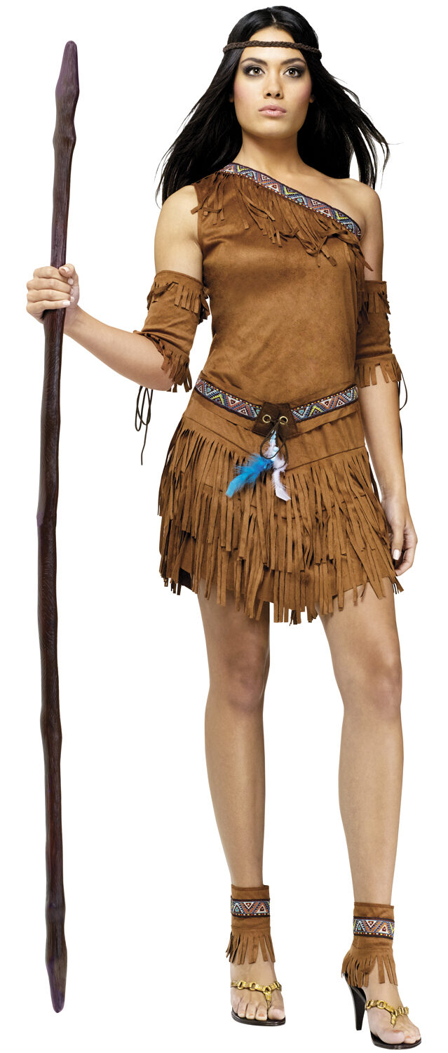 Girls Princess Pocahontas Indian Costume Halloween Outfit Adult Women T Deluxe Brown Dress