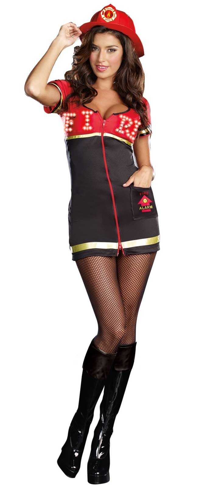 Sexy Light Up Burn Baby Burn Firefighter Costume - Mr. Costumes