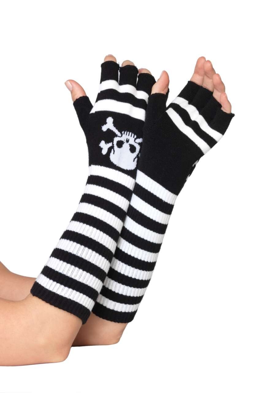 striped fingerless gloves