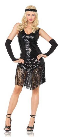 Sexy Sequin Dress Black Flapper Costume