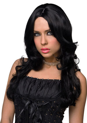 Zoey Long Black Relaxed Curl Wig