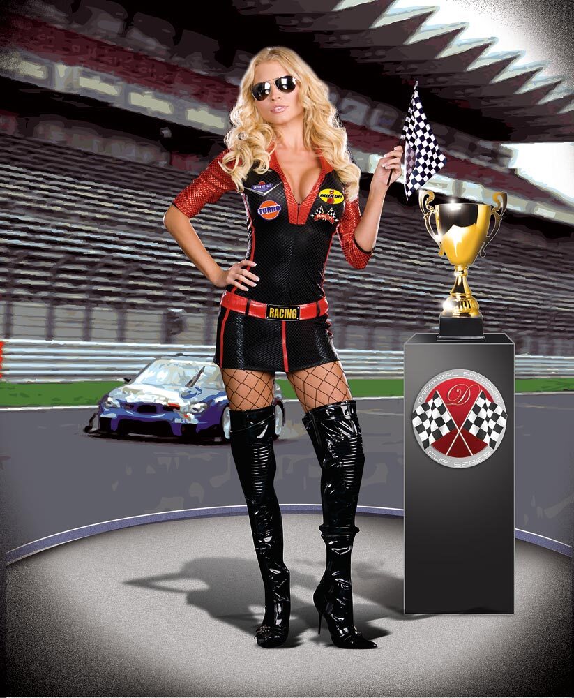 Womens Ride It Sexy Race Car Driver Costume Mr. Costumes