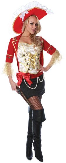 Womens Velvet Lace Sexy Pirate Costume