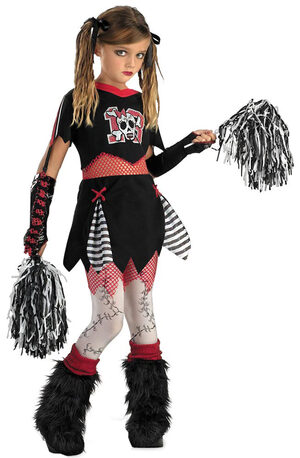 Tween Kids Gothic Cheerless Leader Scary Costume