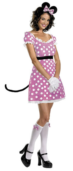 Womens Sassy Pink Adult Minnie Mouse Costume
