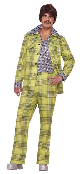 Mens Plaid Leisure Suit 70s Disco Costume