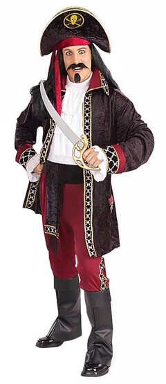 Mens Black Heart Adult Pirate King Costume
