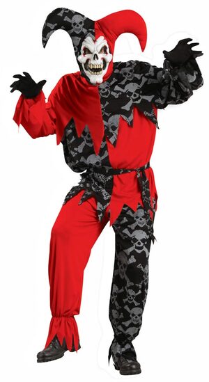 Adult Sinister Jester Scary Clown Costume