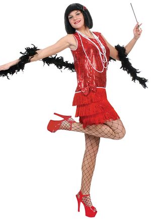Womens Sexy Red Sequin Flapper Dress Costume