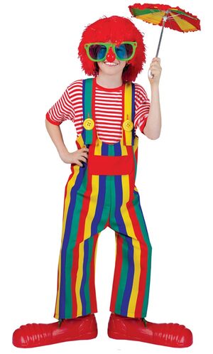 Child Striped Clown Costume Overalls