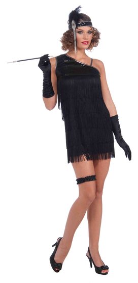 Sexy Black Diamond Dazzle Flapper Dress Costume