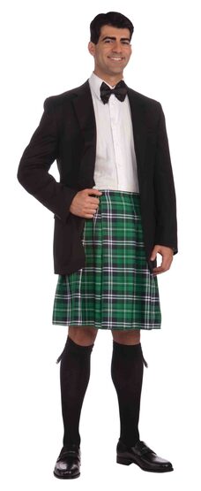 Mens Green Scottish Kilt Adult Costume