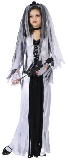 Girls Skeleton Corpse Bride Kids Costume