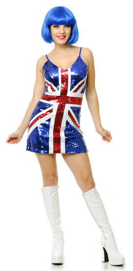 Sexy 60s British Sequin Dress Costume