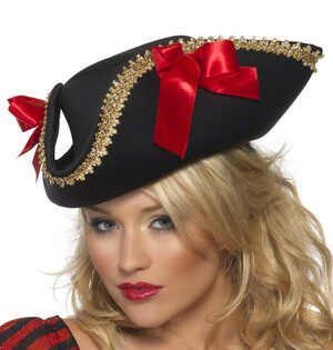 Womens Tricorn Pirate Hat with Red Bows