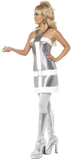 Sexy 1960s Silver Space Retro Robot Costume