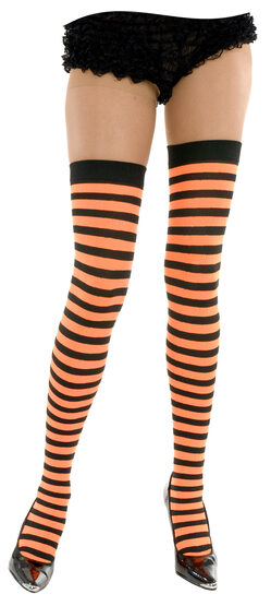 Orange and Black Striped Thigh High Stocking