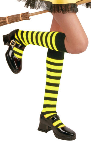 Black and Yellow Striped Knee High Stocking