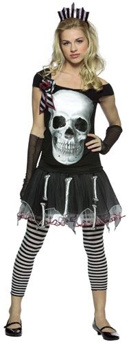 Glam Faces Skull Gothic Teen Costume