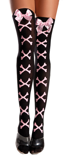 Black and Pink Crossbone Thigh High 