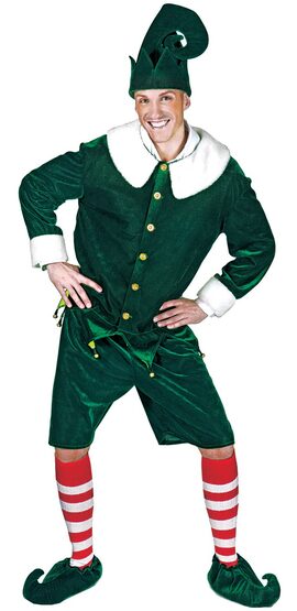 Holly Jolly Elf for Santa Adult Costume