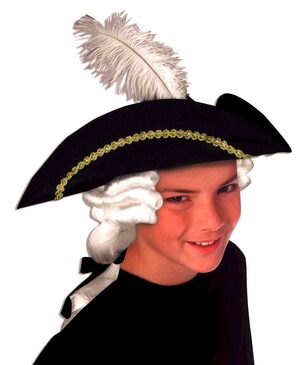 Feathered Colonial Historic Hat with Wig
