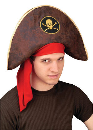 Mens Brown Buccaneer Pirate Captain Hat