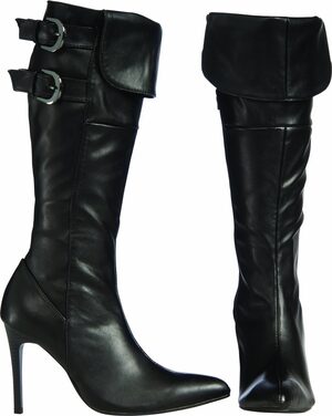 Womens Sexy Black Buckle Boots