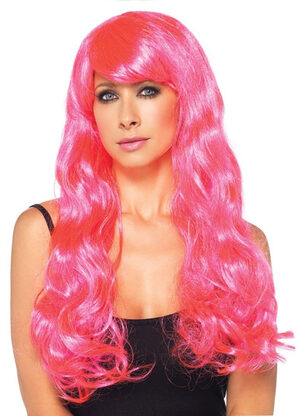 Starbright Neon Pink Long Wavy Wig