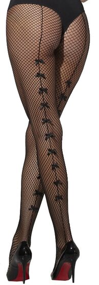 Black Fishnet Stockings with Bows 