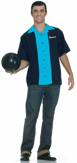 Mens King Pin Bowling Shirt Adult 50s Costume
