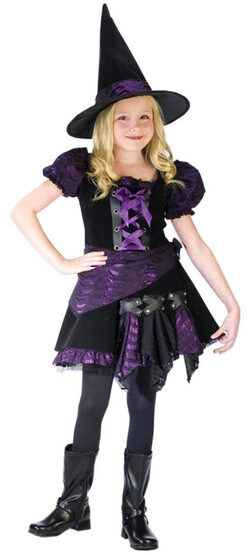 Girls Purple Punk Kids Witch Costume
