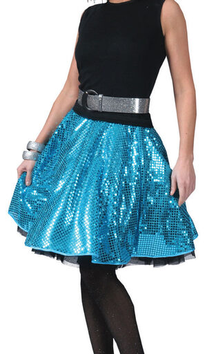 Blue Sequined Disco Skirt Adult Costume