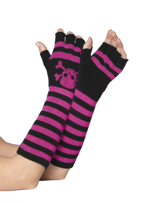 striped fingerless gloves