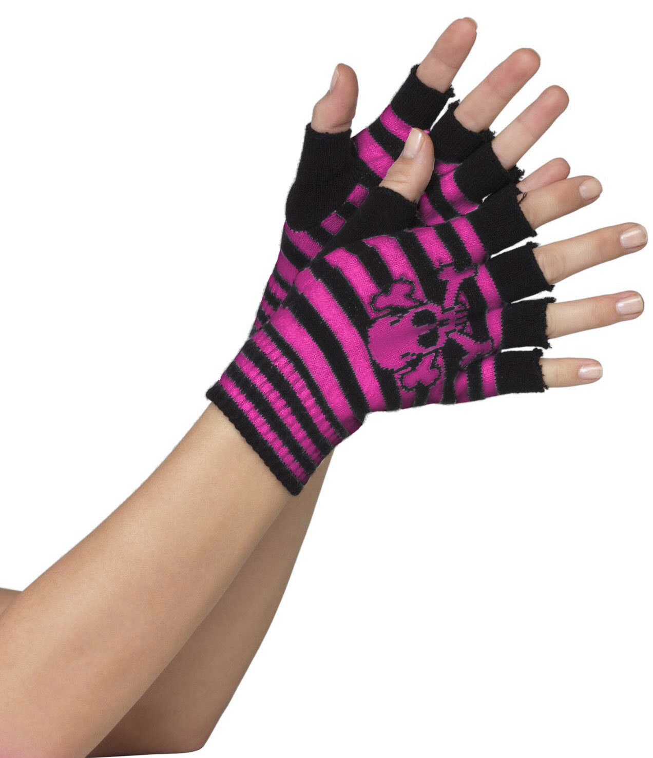 pink fingerless gloves