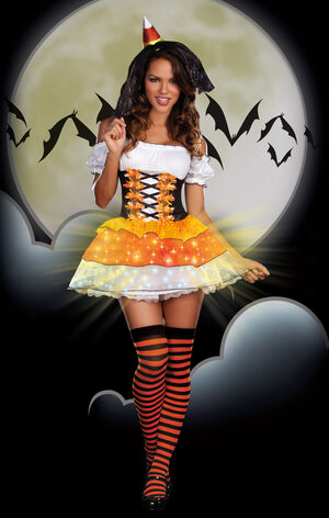 Sexy Candy Corn Cutie Light Up Witch Costume