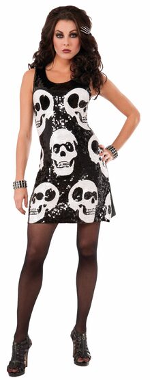 Sequin Skull Skeleton Adult Costume