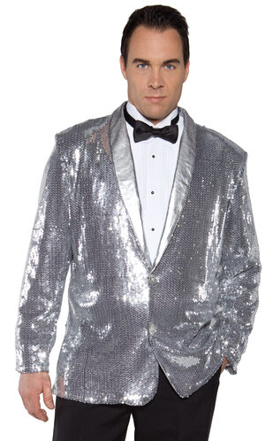 Retro Silver Sequin Jacket Adult Costume