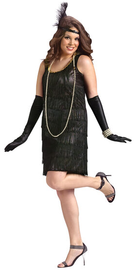 20s Black Flapper Girl Plus Size Costume