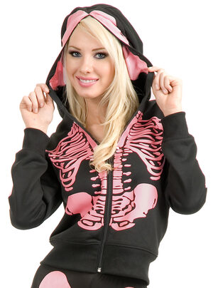 Scary Pink Skeleton Womens Hoodie
