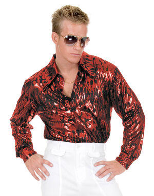 Red Flame Disco Shirt Adult Costume