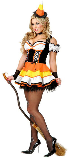 Sexy Womens Candy Corn Witch Costume