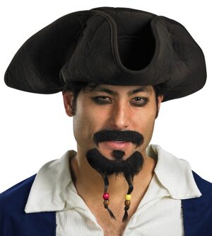 Adult Pirate Hat with Moustache and Goatee