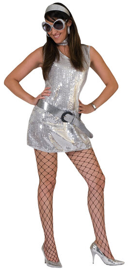 Sexy Silver Sequined Disco Costume