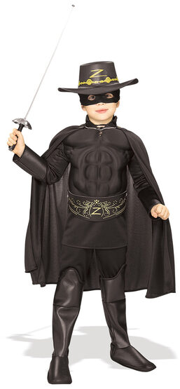 Zorro Muscle Chest Deluxe Kids Costume