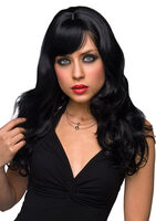 Wavy Black Wig with Bangs