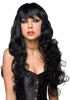 Black Curly Wig with Bangs