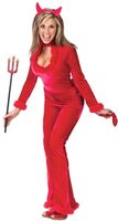 Womens Velour Sexy Devil Costume